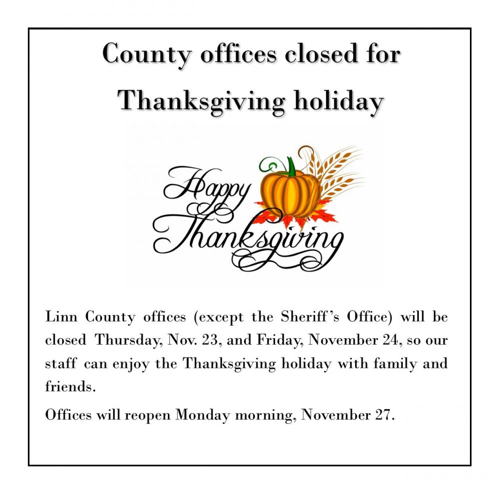 Thanksgiving Holiday (Offices Closed), Calendar